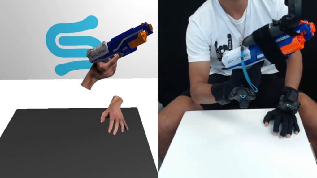 Hybrid Mode seen here with a performer using a blaster trigger pose.